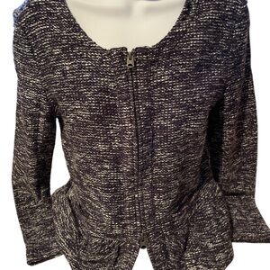 Women’s J.Crew zip up scoop neck, gray sweater size medium